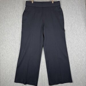 Spanx Womens Smoothing Perfect Wide Leg Pants Navy White Pin Stripe Size 1X
